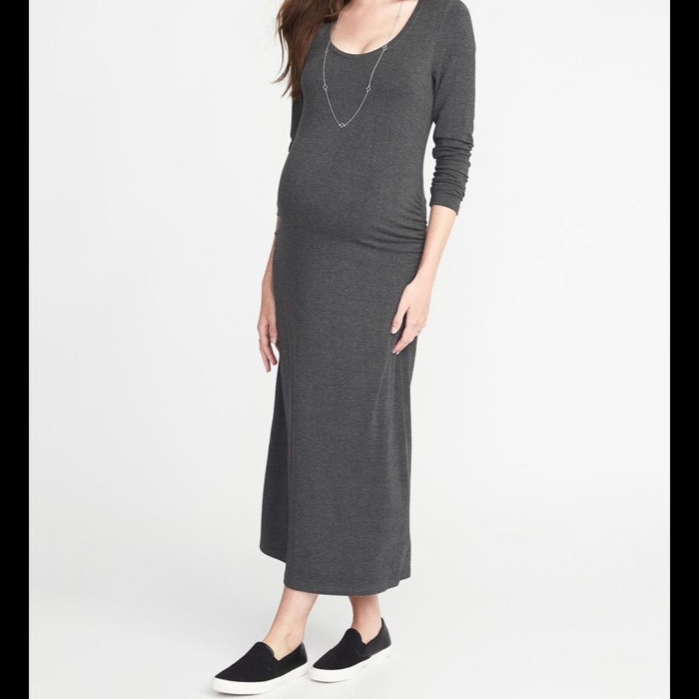 Old Navy Maternity Maxi Dress Long Sleeve Gray